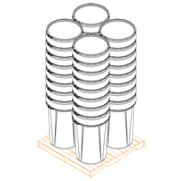 Nestable Polyethylene Drum, 55 US gal (45 imp. gal.), Open Top, Yellow Distribution Jean Lapalme