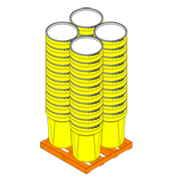 Nestable Polyethylene Drum, 30 US gal (25 imp. gal.), Open Top, Yellow Distribution Jean Lapalme