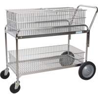 Wire Mesh Office Mail Cart, 250 lbs. Capacity, Chrome, 23" D x 42" L x 38" H, Chrome Plated Distribution Jean Lapalme