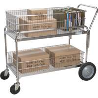 Wire Mesh Office Mail Cart, 250 lbs. Capacity, Chrome, 23" D x 42" L x 38" H, Chrome Plated Distribution Jean Lapalme
