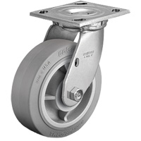 Plate Caster, Swivel, 4" (101.6 mm), Rubber, 225 lbs. (102 kg.) Distribution Jean Lapalme