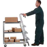 Chariot de pr&eacute;l&egrave;vement de stock, Aluminium, 21-7/8" la x 40" p, 3 tablettes, Capacit&eacute; 660 lb Distribution Jean Lapalme