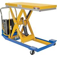 Table &eacute;l&eacute;vatrice aliment&eacute;e c. c. et manuelle &agrave; ciseaux, Acier, 48" lo x 24" la, Capacit&eacute; 1000 lb Distribution Jean Lapalme