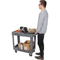 Chariot utilitaire pour l'entretien, 2 tiers, 16-1/2" x 32-1/2" x 34-1/2", Capacit&eacute; 550 lb Distribution Jean Lapalme