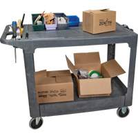 Flat-Shelf Utility Service Cart, 2 Tiers, 25-1/4" x 32-1/4" x 44", 550 lbs. Capacity Distribution Jean Lapalme