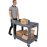 Flat-Shelf Utility Service Cart, 2 Tiers, 25-1/4" x 32-1/4" x 44", 550 lbs. Capacity Distribution Jean Lapalme