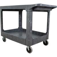 Flat-Shelf Utility Service Cart, 2 Tiers, 25-1/4" x 32-1/4" x 44", 550 lbs. Capacity Distribution Jean Lapalme