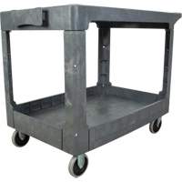 Flat-Shelf Utility Service Cart, 2 Tiers, 25-1/4" x 32-1/4" x 44", 550 lbs. Capacity Distribution Jean Lapalme