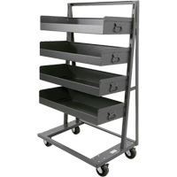 Chariot &agrave; cadre en A robuste &agrave; un c&ocirc;t&eacute; avec 4 grands plateaux &agrave; rebord, 38" x 25" x 63", Capacit&eacute; 2500 lb Distribution Jean Lapalme