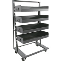 Chariot &agrave; cadre en A robuste &agrave; un c&ocirc;t&eacute; avec 4 grands plateaux &agrave; rebord, 38" x 25" x 63", Capacit&eacute; 2500 lb Distribution Jean Lapalme