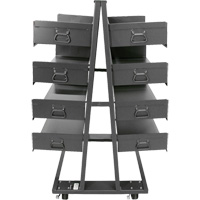 Chariot &agrave; cadre en A robuste &agrave; deux c&ocirc;t&eacute;s avec 8 plateaux &agrave; rebords, 38" x 30" x 63", Capacit&eacute; 2500 lb Distribution Jean Lapalme