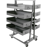 Chariot &agrave; cadre en A robuste &agrave; deux c&ocirc;t&eacute;s avec 8 grands plateaux &agrave; rebords, 38" x 30" x 63", Capacit&eacute; 2500 lb Distribution Jean Lapalme