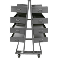 Chariot &agrave; cadre en A robuste &agrave; deux c&ocirc;t&eacute;s avec 8 grands plateaux &agrave; rebords, 38" x 30" x 63", Capacit&eacute; 2500 lb Distribution Jean Lapalme