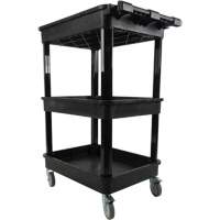 Utility Cart with Deep Lip Shelf, 3 Tiers, 19" x 39-1/2" x 28-1/4", 330 lbs. Capacity Distribution Jean Lapalme
