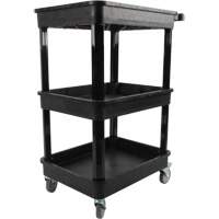 Utility Cart with Deep Lip Shelf, 3 Tiers, 19" x 39-1/2" x 28-1/4", 330 lbs. Capacity Distribution Jean Lapalme