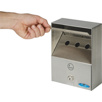 Smoking Receptacles, Wall-Mount, Stainless Steel, 1 Litres Capacity, 9" Height Distribution Jean Lapalme