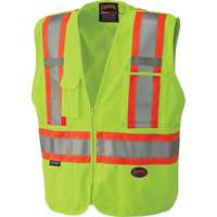 6936 5-Point Tear-Away Safety Vest, High Visibility Lime-Yellow, 2X-Large, Polyester Distribution Jean Lapalme