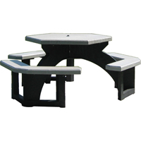 Recycled Plastic Hexagon Picnic Tables, 78" L x 78" W, Grey Distribution Jean Lapalme
