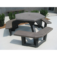 Recycled Plastic Hexagon Picnic Tables, 78" L x 78" W, Brown Distribution Jean Lapalme