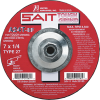 A24T Tough Grind Grinding Wheel, 4-1/2" x 1/4", 7/8" Arbor, Aluminum Oxide, Type 27 Distribution Jean Lapalme