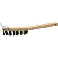 Brosse de nettoyage avec racloir, Acier, 3 x 19 rangs de fils, Longueur 13" Distribution Jean Lapalme