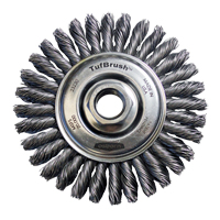 TufBrush Knot Wire Wheel Brush, 4" Dia., 0.02" Fill, 5/8"-11 Arbor, Steel Distribution Jean Lapalme