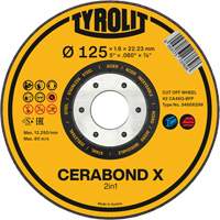 Meule &agrave; tronçonner pour acier et acier inoxydable CERABOND X, 4-1/2" x 0,45", Arbre de 7/8", Type 1, C&eacute;ramique, 12250 Tr/min Distribution Jean Lapalme
