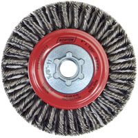Brosse &agrave; fils nou&eacute;s pour cordons de soudure pour meuleuse angulaire, Dia. 4", Fils 0,02", Arbre 5/8"-11, Acier Distribution Jean Lapalme