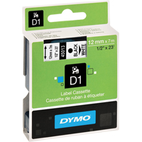 D1 Label Cassette, 12 mm x 23', Black on White Distribution Jean Lapalme