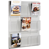 Literature Displays, Wall Mount, 9 Slots, Plastic, 30" W x 2" D x 36-7/8" H Distribution Jean Lapalme