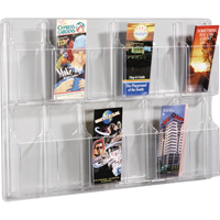 Literature Displays, Wall Mount, 12 Slots, Plastic, 30" W x 2" D x 20-3/8" H Distribution Jean Lapalme