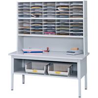 Mobilier E-Z Sort pour la salle du courrier- Tables de tri avec tablette-Dessus de table, 60" la x 28" p x 36" h, Stratifi&eacute; Distribution Jean Lapalme