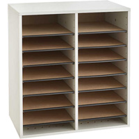 Casier &agrave; compartiments r&eacute;glable pour documentation, Stationnaire, 16 fentes, Bois, 19-1/2" la x 11-3/4" p x 21" h Distribution Jean Lapalme