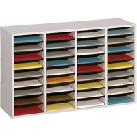 Casier &agrave; compartiments r&eacute;glable pour documentation, Stationnaire, 36 fentes, Bois, 39-1/4" la x 11-3/4" p x 24" h Distribution Jean Lapalme