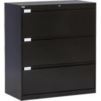 Lateral Filing Cabinet, Steel, 3 Drawers, 36" W x 18" D x 40-1/16" H, Black Distribution Jean Lapalme
