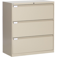 Lateral Filing Cabinet, Steel, 3 Drawers, 36" W x 18" D x 40-1/16" H, Beige Distribution Jean Lapalme