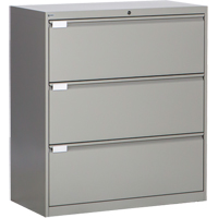 Lateral Filing Cabinet, Steel, 3 Drawers, 36" W x 18" D x 40-1/16" H, Grey Distribution Jean Lapalme