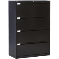 Lateral Filing Cabinet, Steel, 4 Drawers, 36" W x 18" D x 53-3/8" H, Black Distribution Jean Lapalme
