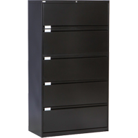Lateral Filing Cabinet, Steel, 5 Drawers, 36" W x 18" D x 65-1/2" H, Black Distribution Jean Lapalme