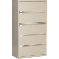 Lateral Filing Cabinet, Steel, 5 Drawers, 36" W x 18" D x 65-1/2" H, Beige Distribution Jean Lapalme