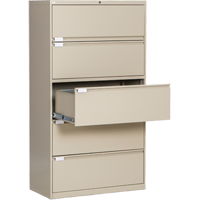 Lateral Filing Cabinet, Steel, 5 Drawers, 36" W x 18" D x 65-1/2" H, Beige Distribution Jean Lapalme