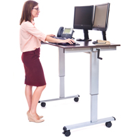Postes de travail ajustables pour travail assis et debout , , 48-1/2" h x 48" la x 32-1/2" p, Noyer Distribution Jean Lapalme