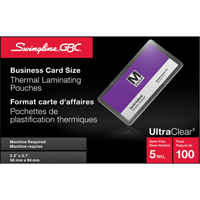 Pochettes lamin&eacute;es pour cartes d'affaires Swingline UltraClear Distribution Jean Lapalme
