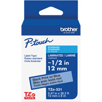Ruban lamin&eacute; pour P-Touch, 12 mm x 8 m, Noir sur bleu Distribution Jean Lapalme