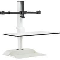 Bureau &eacute;lectrique assis/debout Soar avec bras d&eacute;cran double, Mod&egrave;le de bureau, 37-1/4" h x 27-3/4" la x 22" p, Blanc Distribution Jean Lapalme