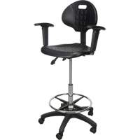 Tabouret ergonomique robuste avec accoudoirs r&eacute;glables et roulettes en nylon, Mobile, Ajustable Hauteur, Capacit&eacute; 250 lb Distribution Jean Lapalme
