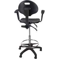 Tabouret ergonomique robuste avec accoudoirs r&eacute;glables et roulettes en nylon, Mobile, Ajustable Hauteur, Capacit&eacute; 250 lb Distribution Jean Lapalme