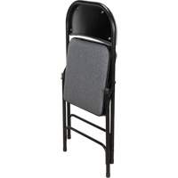Chaise pliante de luxe en tissu rembourr&eacute;e, Acier, Gris, Capacit&eacute; 300 lb Distribution Jean Lapalme