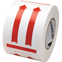 &eacute;tiquettes pour traitement sp&eacute;cial a/pictogramme Ce c&ocirc;t&eacute; vers le haut, 6" lo x 4" la, Rouge/blanc Distribution Jean Lapalme