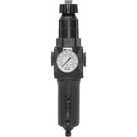 Manual Drain Filter/Regulator with Metal Bowl & Gauge Modulair 400, 1/2" NPT, 200 psi, 9.1 fl. oz. Capacity Distribution Jean Lapalme